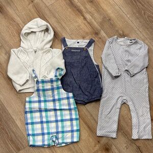 Janie and Jack Cream, Blue, and Gray Kids Matching Set